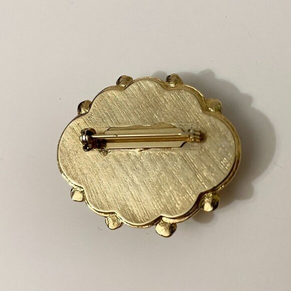 Vintage Cabochon Enamel Brooch Pin Unmarked - Picture 5 of 11